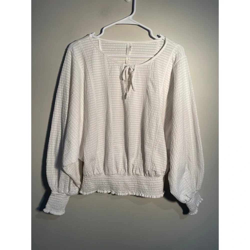 Anthropologie Rebecca Dolman‎ Sleeve Top in White Peasant Cottagecore Bohemian